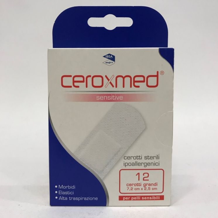Ceroxmed Sensitive Cerotti 7,2cmx2,5cm Grandi 12 Pezzi
