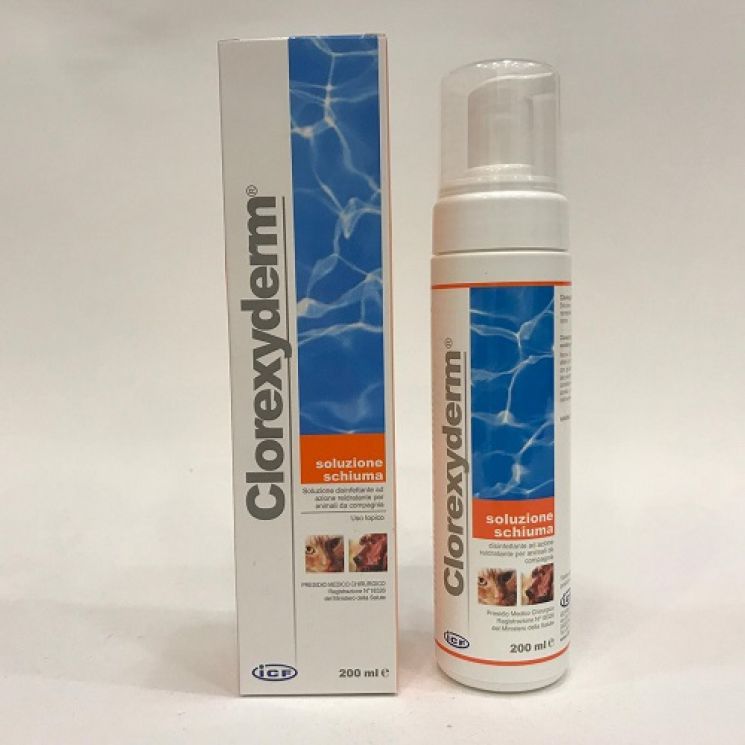 Clorexyderm - Soluzione Schiuma (200ml)   - Vendita Online -  Farmacia Veterinaria