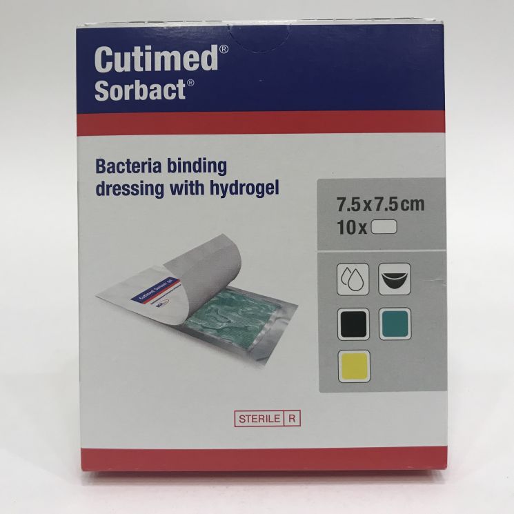 Cutimed Sorbact Gel Medicazione di Captazione Batterica 7,5cm x 7,5cm 10 Pezzi