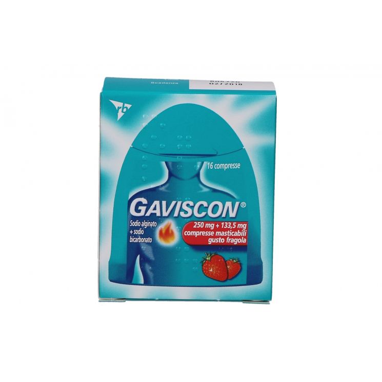 Gaviscon 16 Compresse Fragola 250mg + 133,5mg