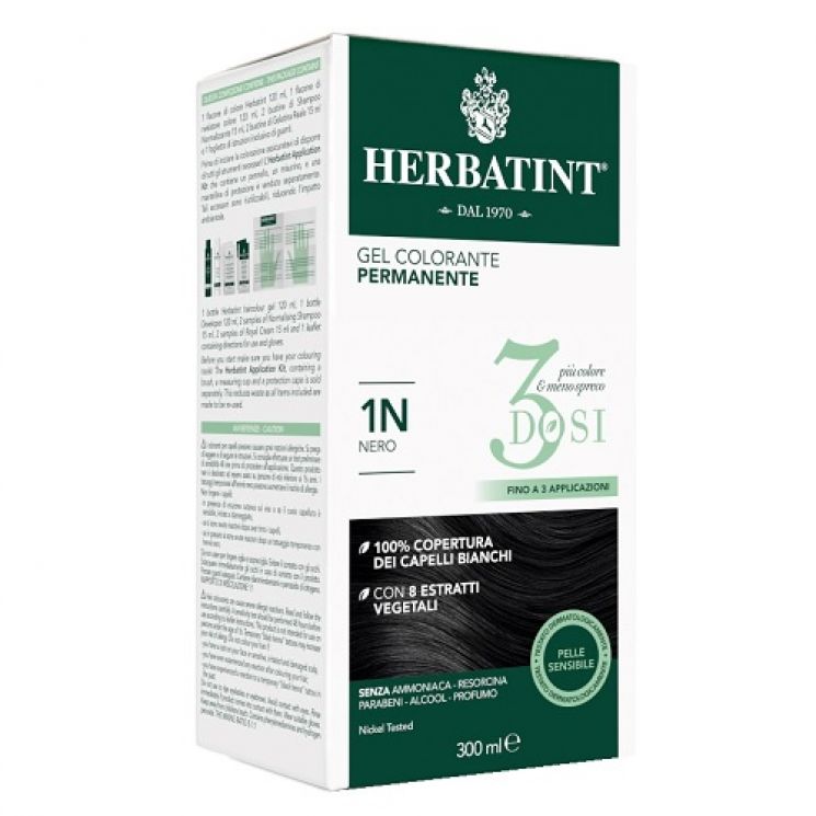 Herbatint Gel Colorante Permanente 3 Dosi 1N Nero 300ml