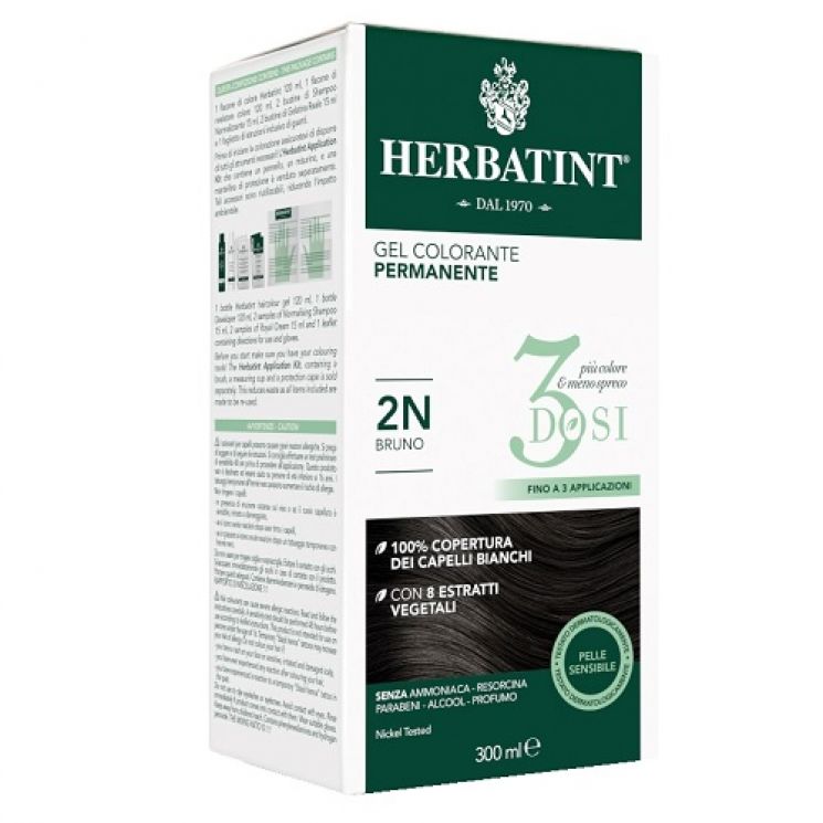 Herbatint Gel Colorante Permanente 3 Dosi 2N Bruno 300ml