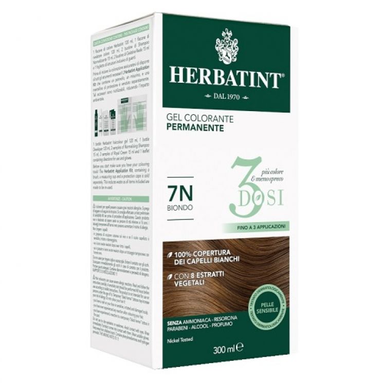 Herbatint Gel Colorante Permanente 3 Dosi 7N Biondo 300ml