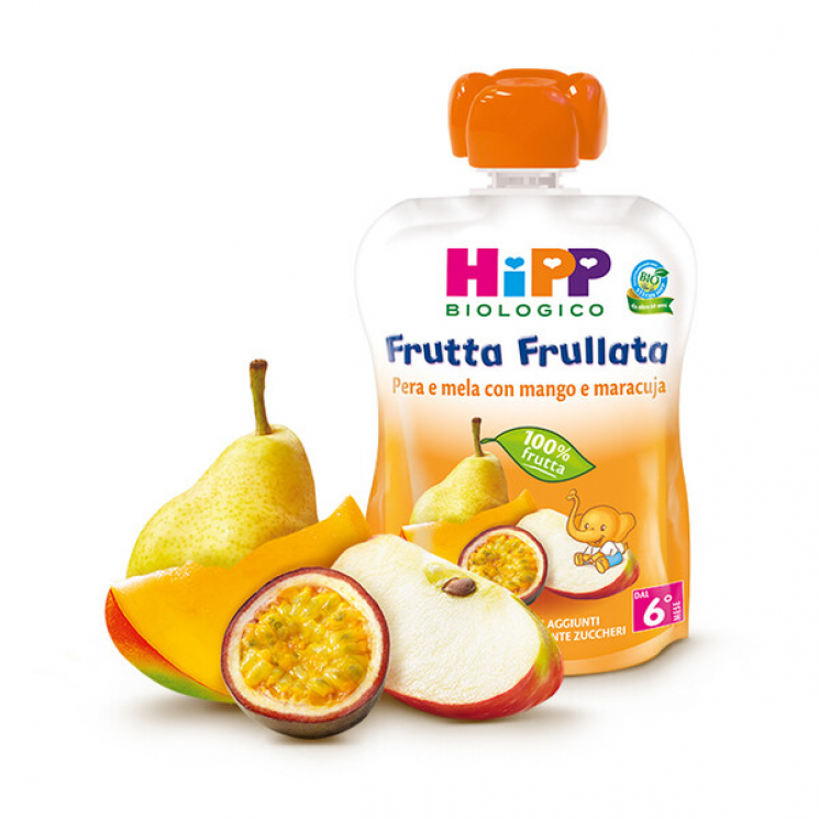 Hipp Bio Frutta Frullata Pera e Mela con Mango e Maracuja 90g