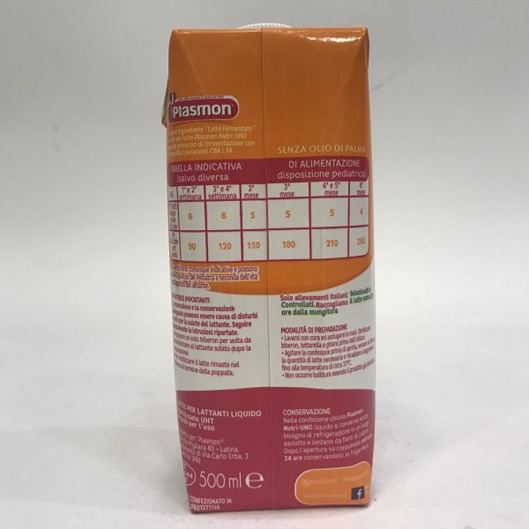 Plasmon Latte Liquido Nutri Uno - 12 confezioni da 500 ml – Raspada