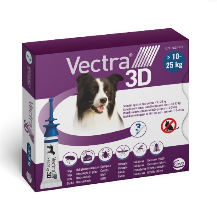 Vectra 3D Spot On Blu per Cani da 10-25kg 3 pipette