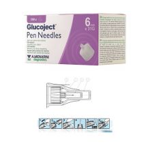 Ago Glucoject Penna G31 6mm 100 pezzi Aghi per insulina 