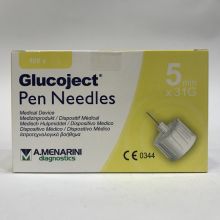 Ago Glucoject Penna G31 5mm 100 pezzi Aghi per insulina 