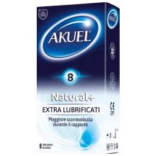 Akuel Natural+ Extra Lubrificati 8 Pezzi Preservativi 