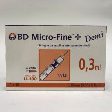 BD Micro-Fine+ Demi Siringa Insulina 0,3ml G30 8mm 30 Pezzi Siringhe per insulina 