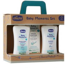 Chicco Baby Moments Set Bagno Corpo Senza Lacrime 200ml + Shampoo Senza Lacrime 200ml + Pasta Lenitiva 100ml Detergenti per neonati e bambini 