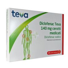 Diclofenac Teva 10 Cerotti Medicati 140 mg Pomate, cerotti, garze e spray dermatologici 