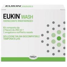 Eukin Wash Kit Igienizzante Rinofaringeo Erogatore a Soffietto + 2 Flaconi da 250ml Lavaggi nasali 