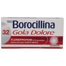 Neoborocillina Gola Dolore 32 Pastiglie Menta senza zucchero Farmaci per mal di gola 