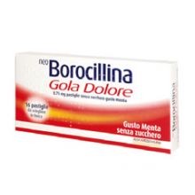 Neoborocillina Gola Dolore 16 Pastiglie Menta senza Zucchero 035760040 Farmaci per mal di gola 