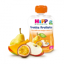 Hipp Bio Frutta Frullata Pera e Mela con Mango e Maracuja 90g Merende per bambini 