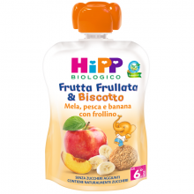 Hipp Bio Frutta Frullata and Biscotto Mela Pesca e Banana con Frollino 90g Merende per bambini 