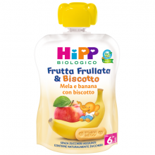 Hipp Bio Frutta Frullata and Biscotto Mela e Banana con Biscotto 90g Merende per bambini 
