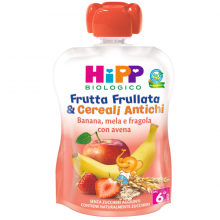 Hipp Bio Frutta Frullata and Cereali Banana Mela e Fragola con Avena 90g Merende per bambini 