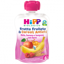 Hipp Bio Frutta Frullata and Cereali Mela Banana e Lampone con Farro 90ml Merende per bambini 