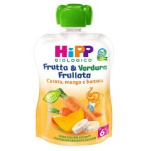 Hipp Biologico Frutta e Verdura Frullata Carota Mango e Banana 90g Succhi di frutta per bambini 